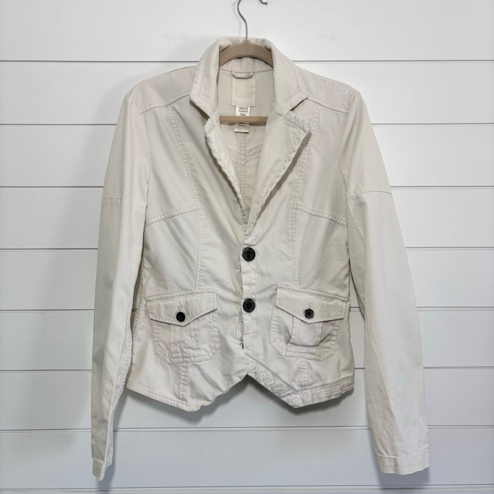 Diesel Vintage Off White Jacket/Blazer Embroidered Finish 100% Cotton. Size L‎